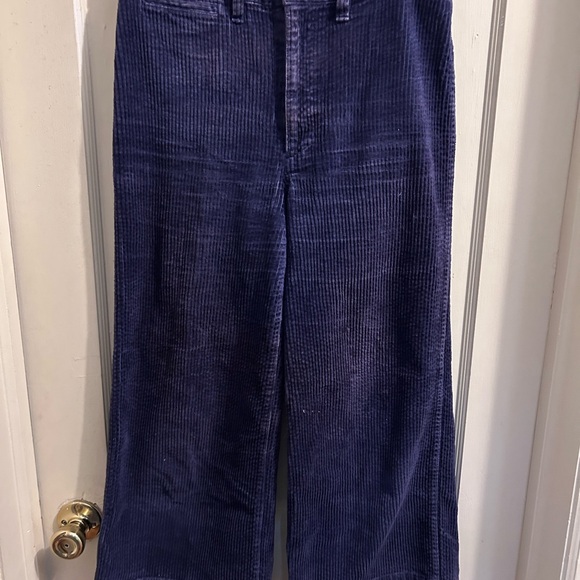 Madewell Emmett Wide Leg Crop Pants in Corduroy dark blue size 27 - Picture 2 of 6
